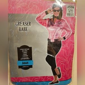 Greaser Babe Adult Pink Lady Costume, Size Lg 10-12 with  purchased accessories.